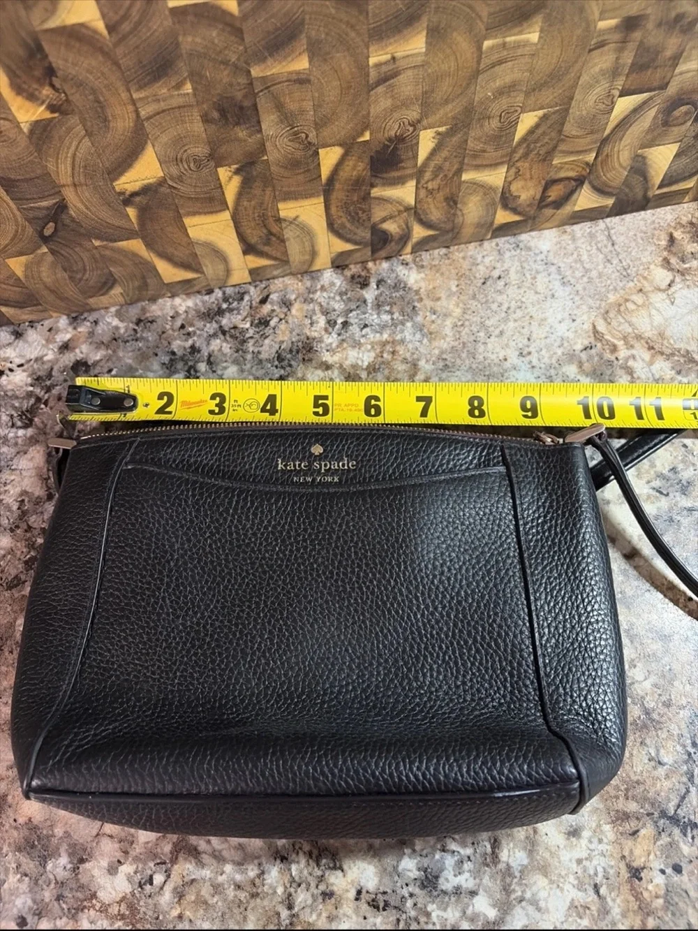 kate spade black pebbled leather crossbody bag with front pocket